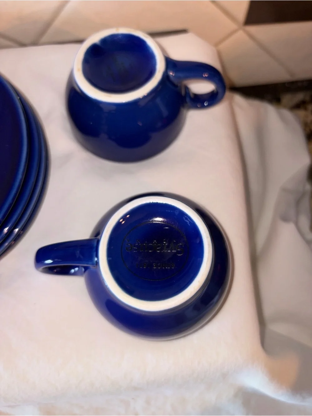HTF Vintage Syracuse China Set of 4 Demitasse Expresso Cups Saucers cobalt blue